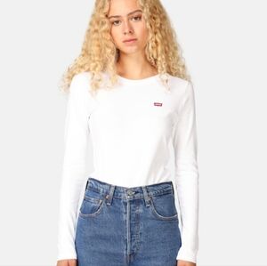 Levi Logo Patch White Long Sleeve Shirt